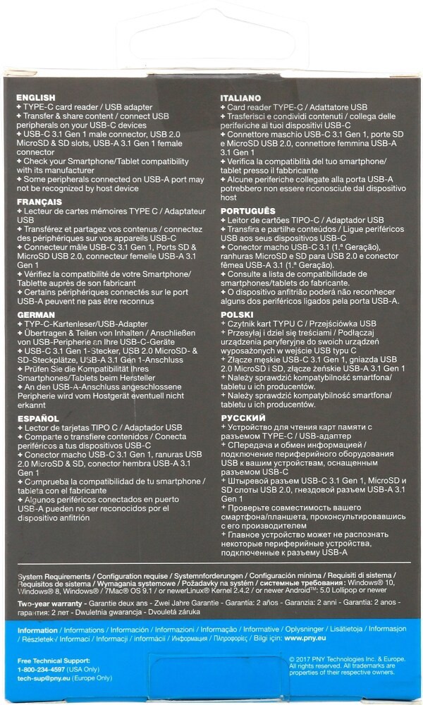 slide 2 of 2, Pny Usb 3.1 Type-C Reader And Adapter - Silver, 1 ct