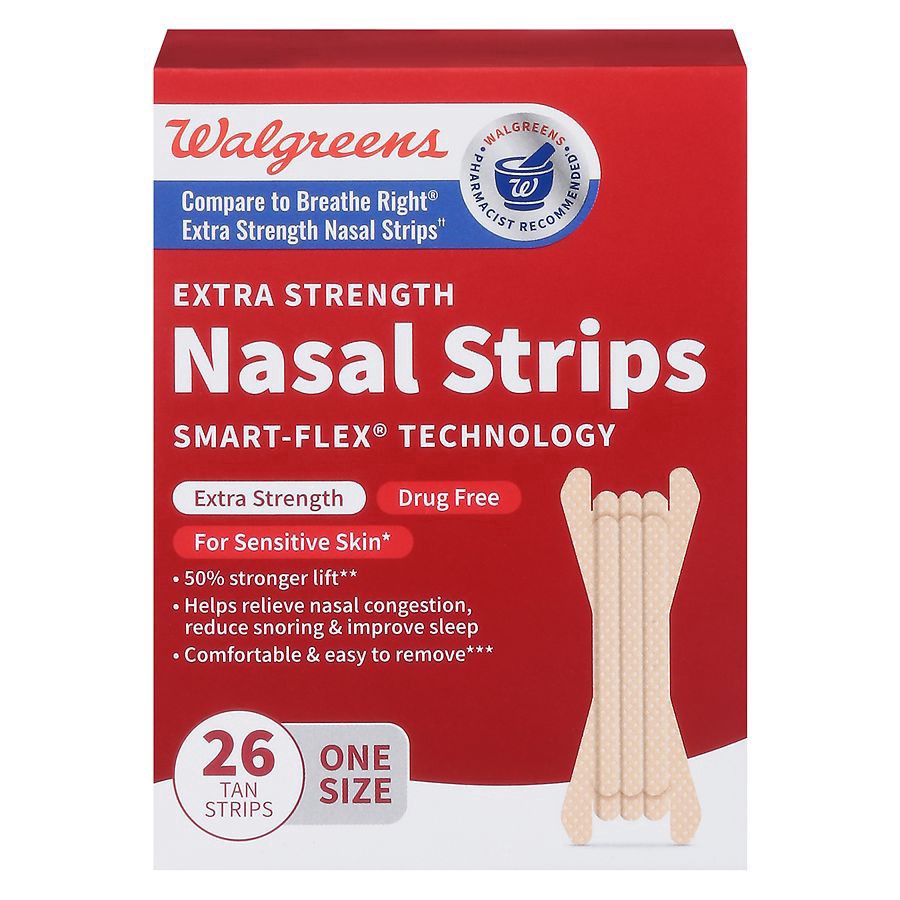 slide 1 of 5, Walgreens Extra Strengh One Size Nasal Strips, 26 ct