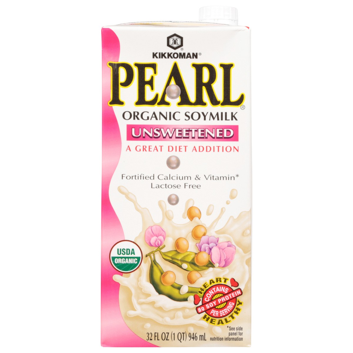 slide 4 of 7, Kikkoman Pearl Unsweetened Organic Soymilk 32 fl oz, 32 fl oz