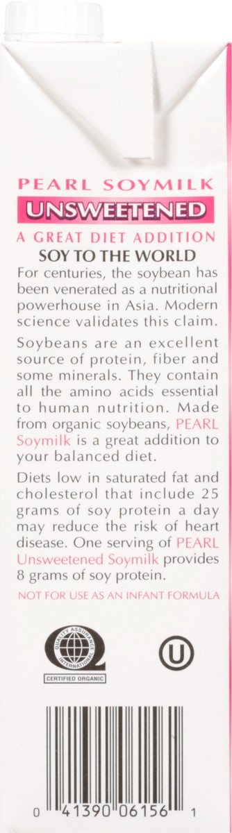 slide 7 of 7, Kikkoman Pearl Unsweetened Organic Soymilk 32 fl oz, 32 fl oz