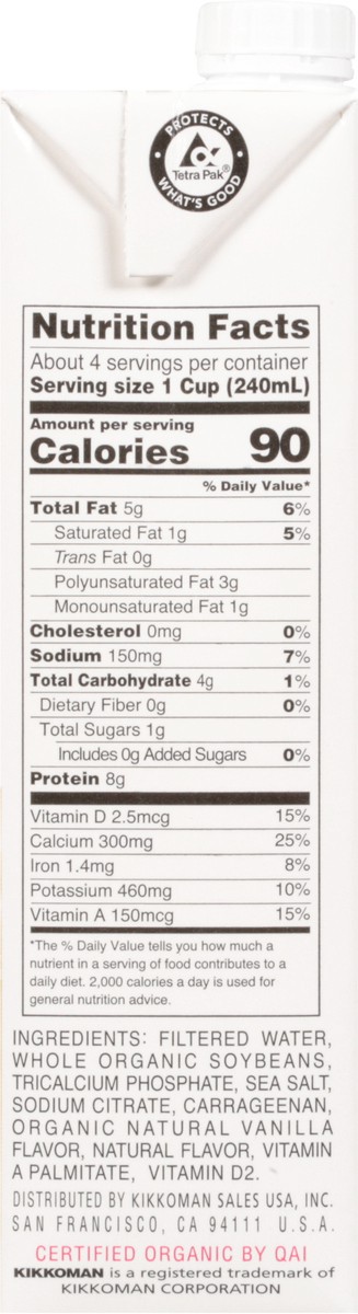 slide 6 of 7, Kikkoman Pearl Unsweetened Organic Soymilk 32 fl oz, 32 fl oz