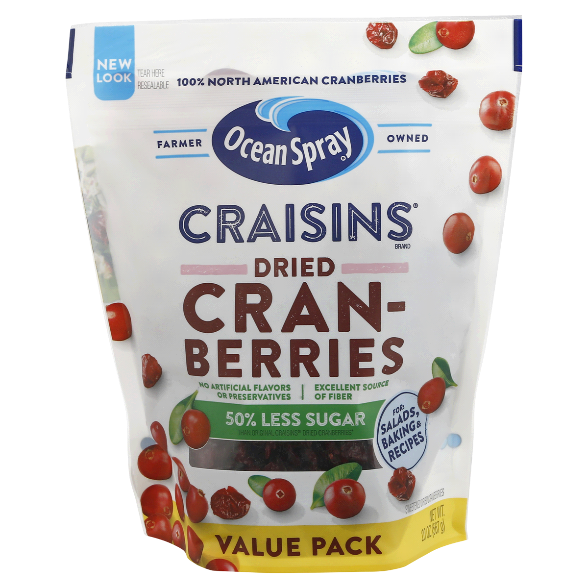 slide 1 of 9, Ocean Spray Craisins 50% Less Sugar Dried Cranberries Value Pack 20 oz, 20 oz