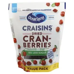 Ocean Spray Craisins 50% Less Sugar Dried Cranberries Value Pack 20 oz