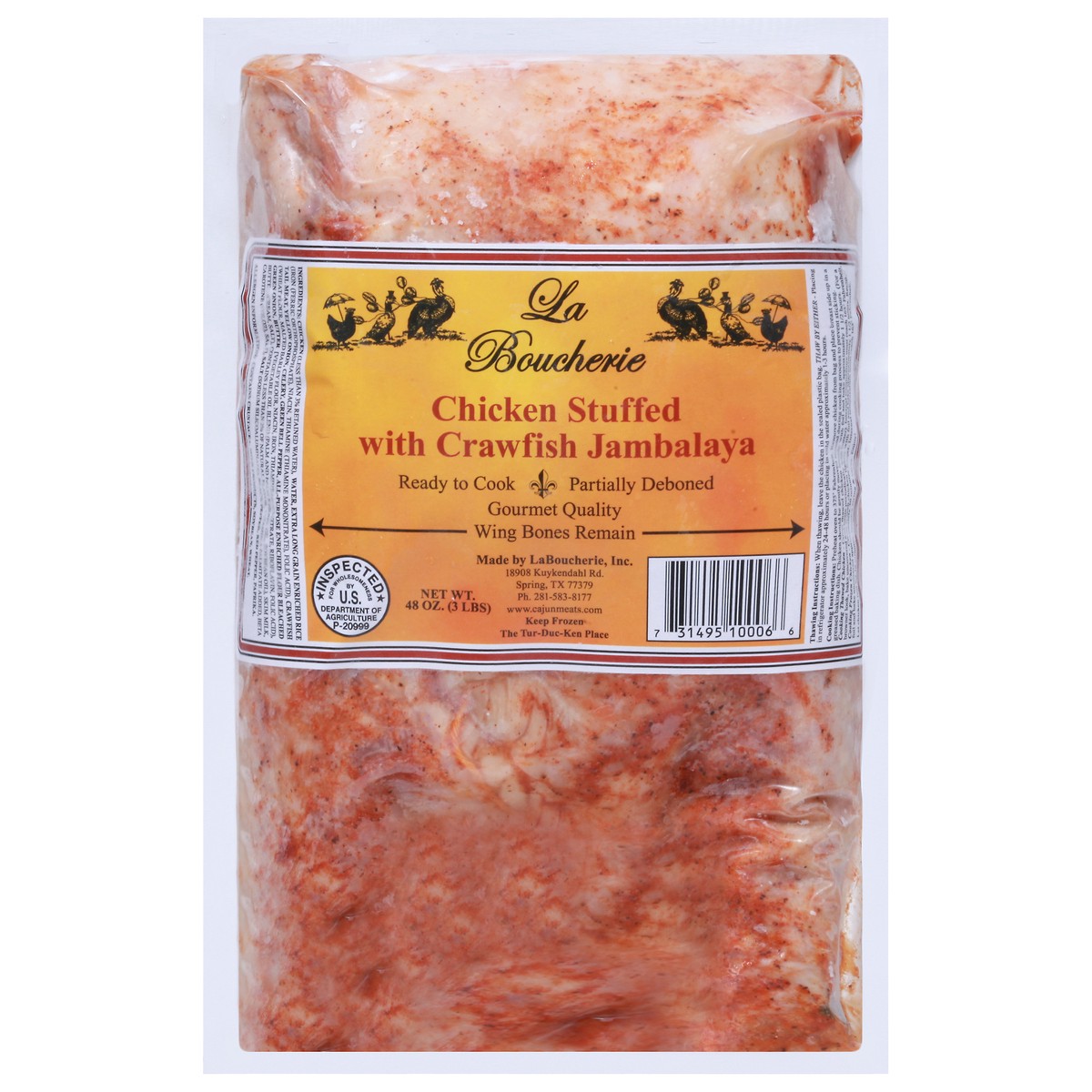 slide 1 of 9, La Boucherie Chicken Stuffed with Crawfish Jambalaya 48 oz, 48 oz