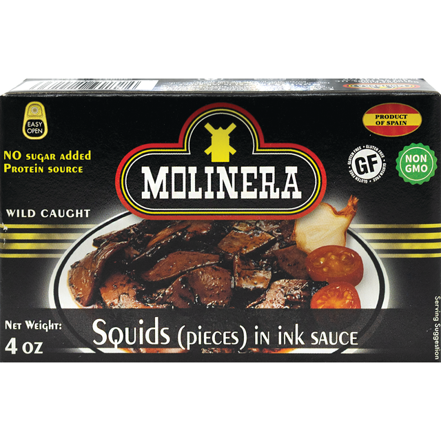 slide 1 of 1, Molinera Squid In Ink Sauce, 4 oz