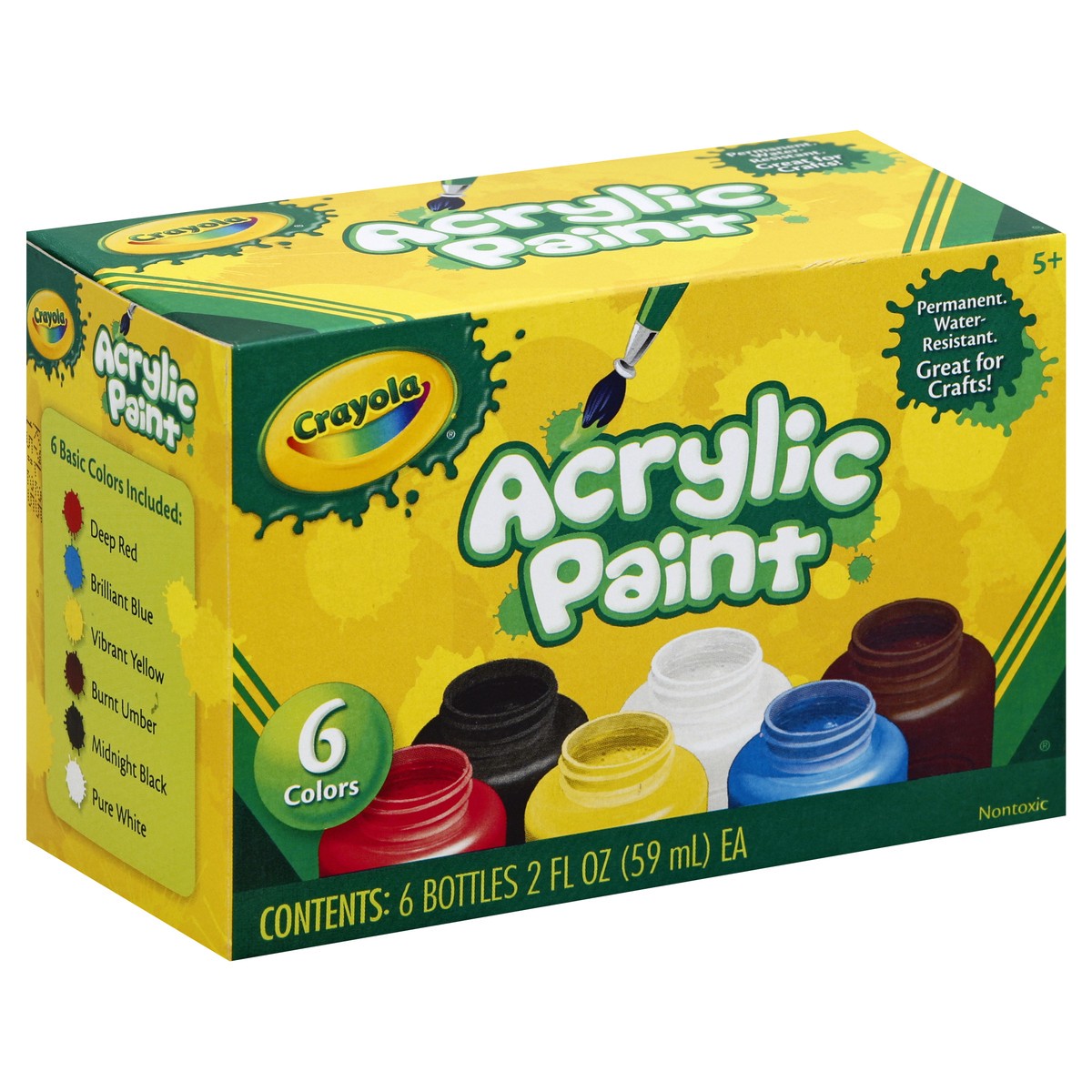 slide 2 of 5, Crayola Acrylic Paint Set, 6 ct; 2 oz