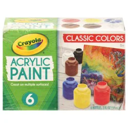 Crayola 5+ Classic Colors Acrylic Paint 6 - 2 fl oz Bottles