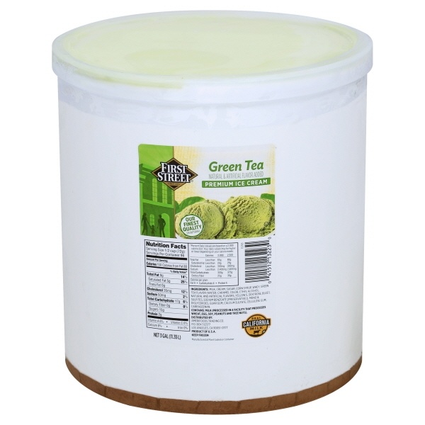 slide 1 of 1, First Street Green Tea Ice Cream, 3 gal