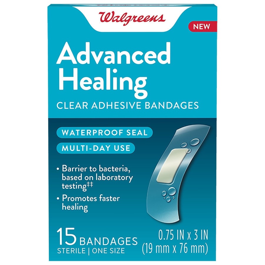 slide 1 of 1, Walgreens Advanced Healing Clear Adhesive Bandages, 15 ct