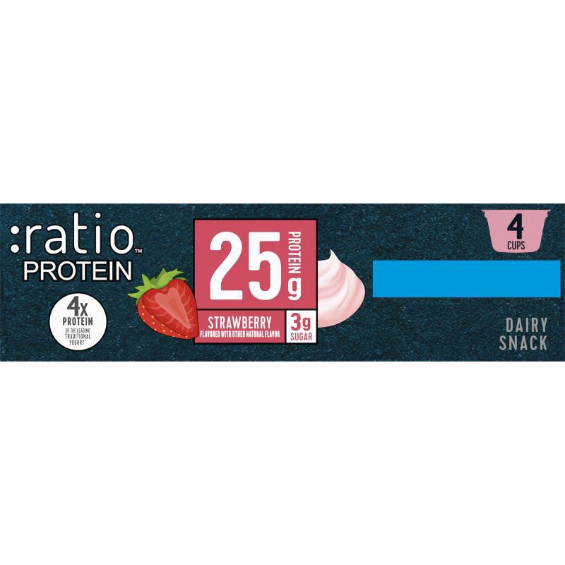 slide 3 of 7, :ratio Protein Strawberry Greek Yogurt - 21.2oz/4pk, 4 ct; 21.2 oz