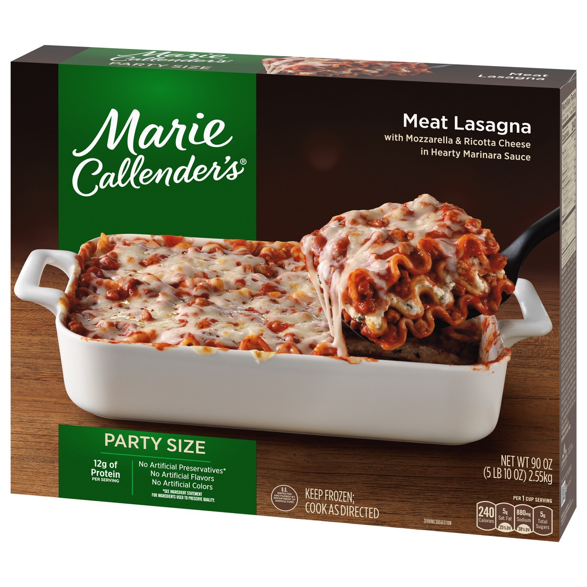 slide 9 of 14, Marie Callender's Party Size Meat Lasagna with Mozzarella & Ricotta Cheese in Hearty Marinara Sauce 90 oz, 90 oz