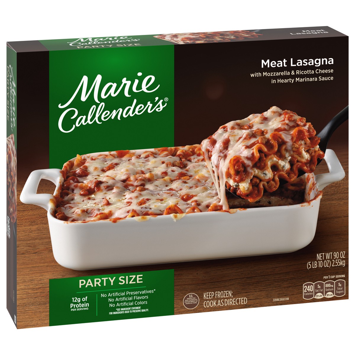 slide 14 of 14, Marie Callender's Party Size Meat Lasagna with Mozzarella & Ricotta Cheese in Hearty Marinara Sauce 90 oz, 90 oz