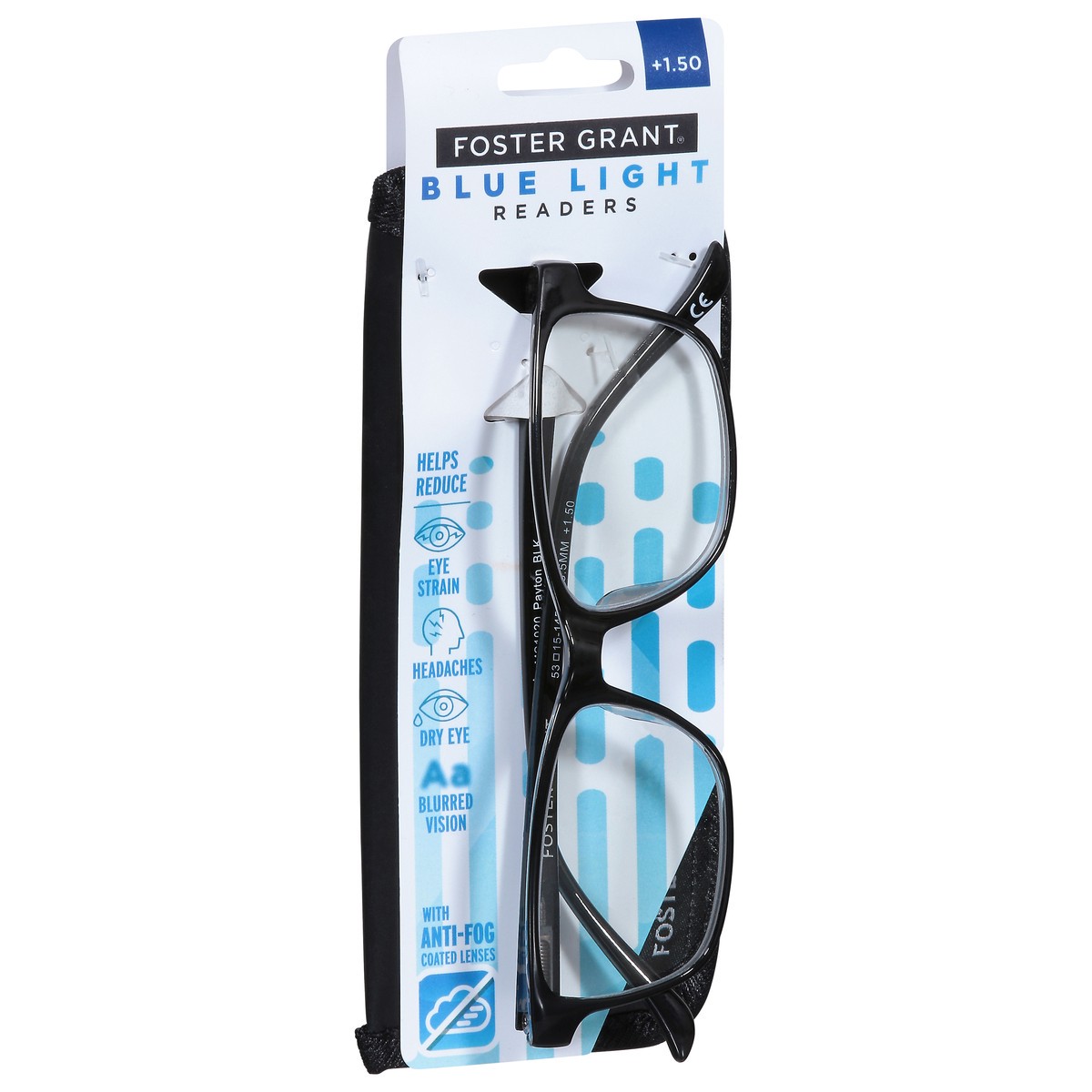 slide 9 of 12, Foster Grant Blue Light Black +1.50 Readers 1 ea, 1 ct