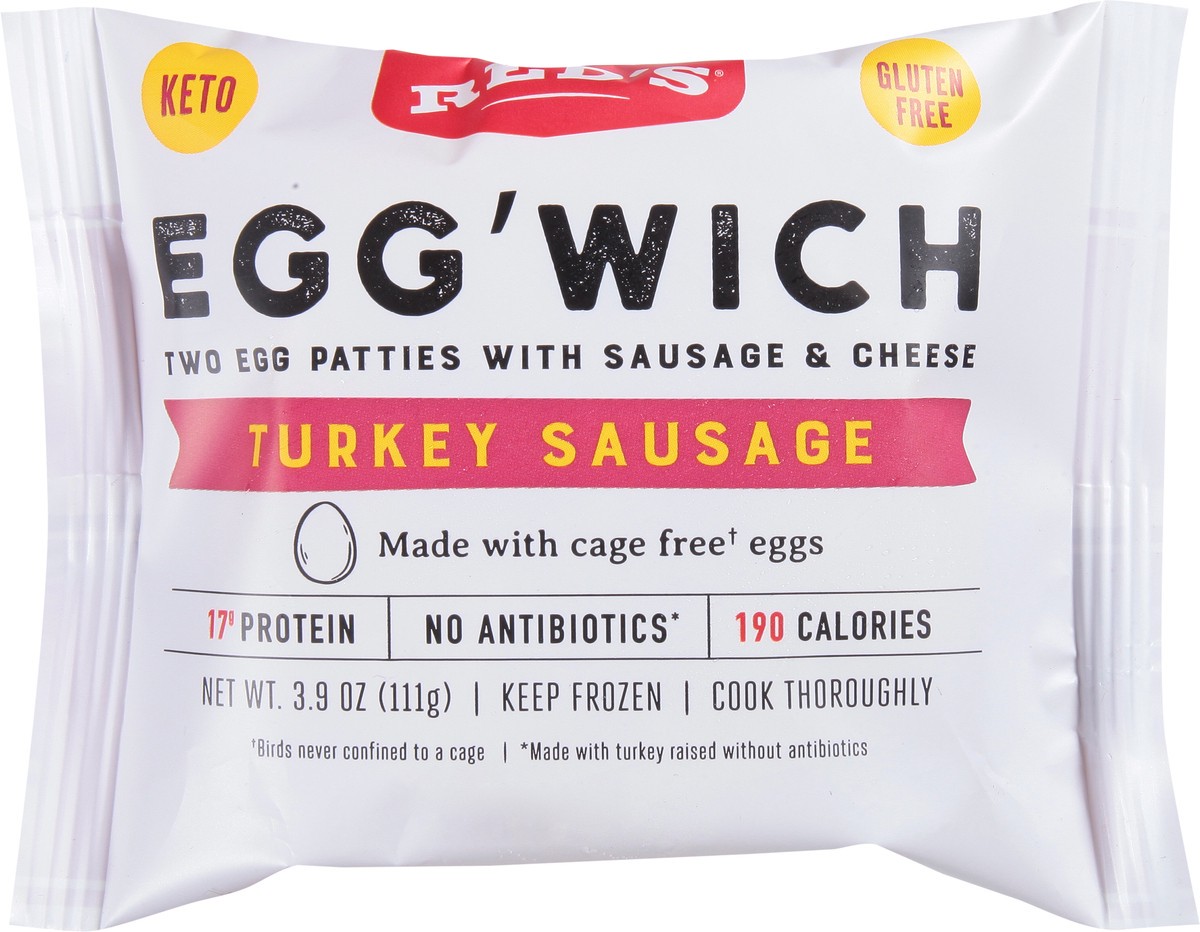 slide 1 of 9, Red's Turkey Sausage Egg'Wich 3.9 oz, 3.9 oz