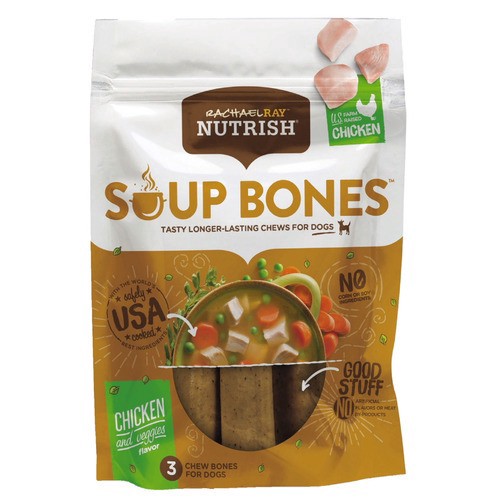 slide 1 of 9, Rachael Ray Nutrish Soup Bones With Real Chicken & Veggies, 3 Dog Chews, 6.3 oz