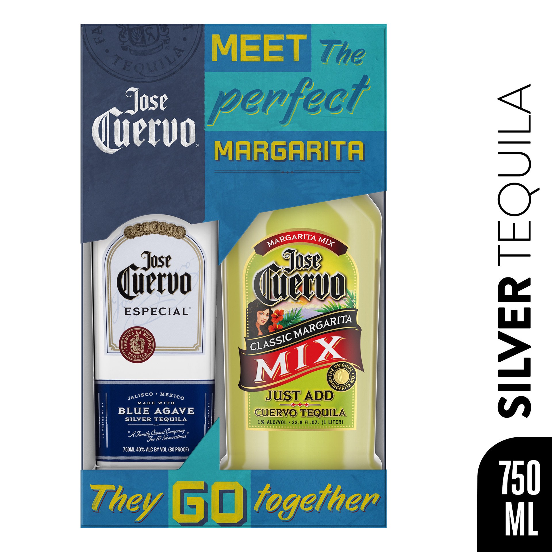 slide 1 of 9, Jose Cuervo Especial Silver Tequila with Margarita Mix 80 Proof (750 ml), 750 ml