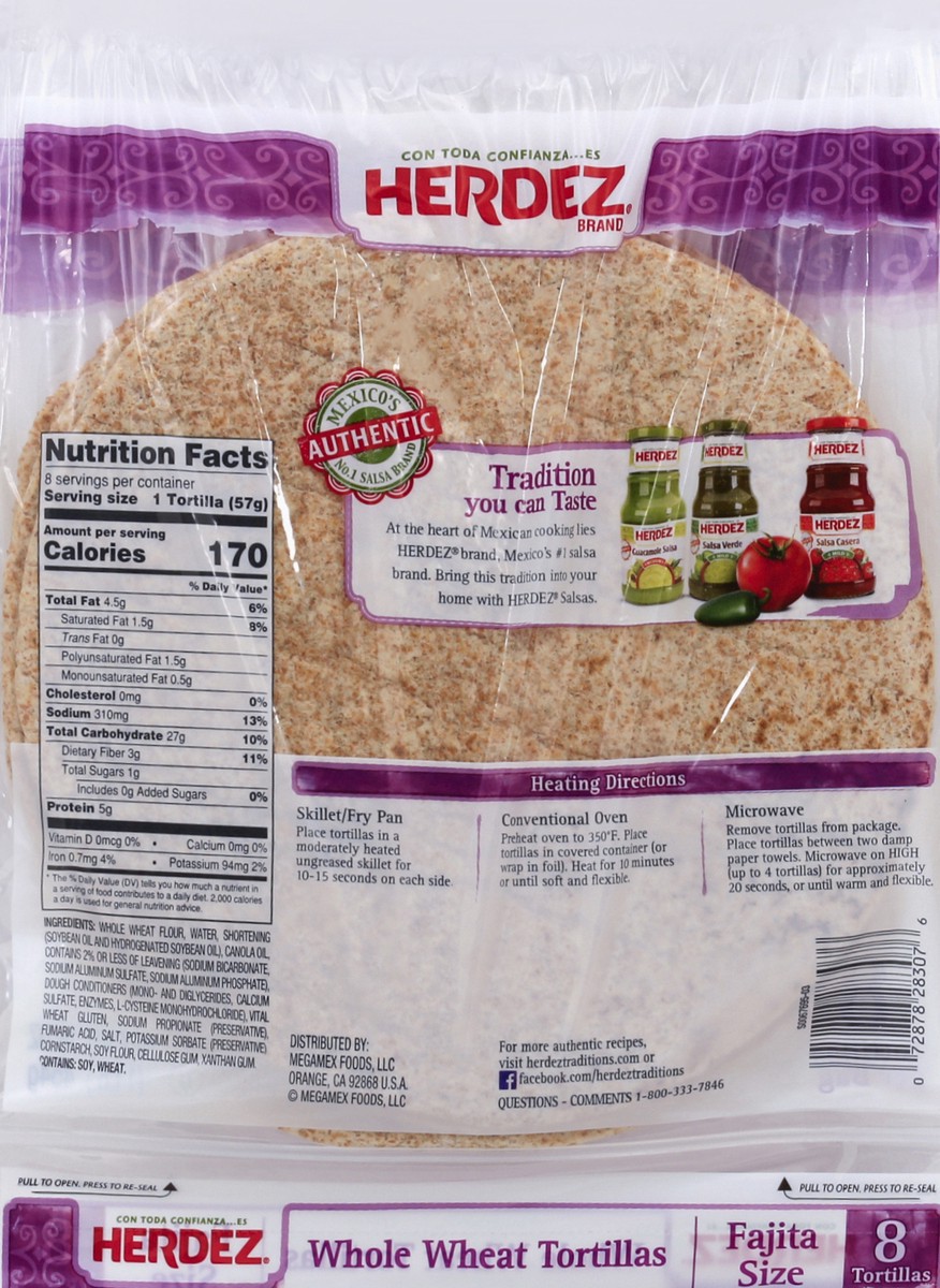 slide 6 of 6, Herdez Hrdz Tortilla Whole Wheat Fajit, 16 oz