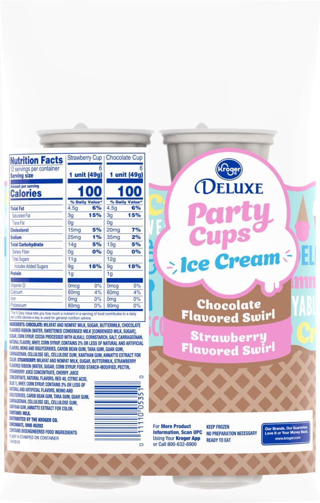 slide 2 of 2, Kroger Party Cups Chocolate Swirl And Strawberry Swirl Ice Cream Cups, 12 ct