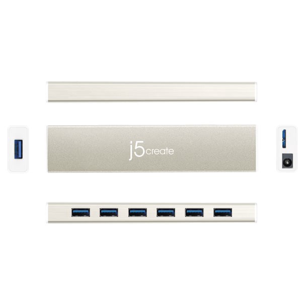 slide 5 of 6, j5create Usb-C 7-Port Hub, Champagne Metallic, Jch377, 1 ct