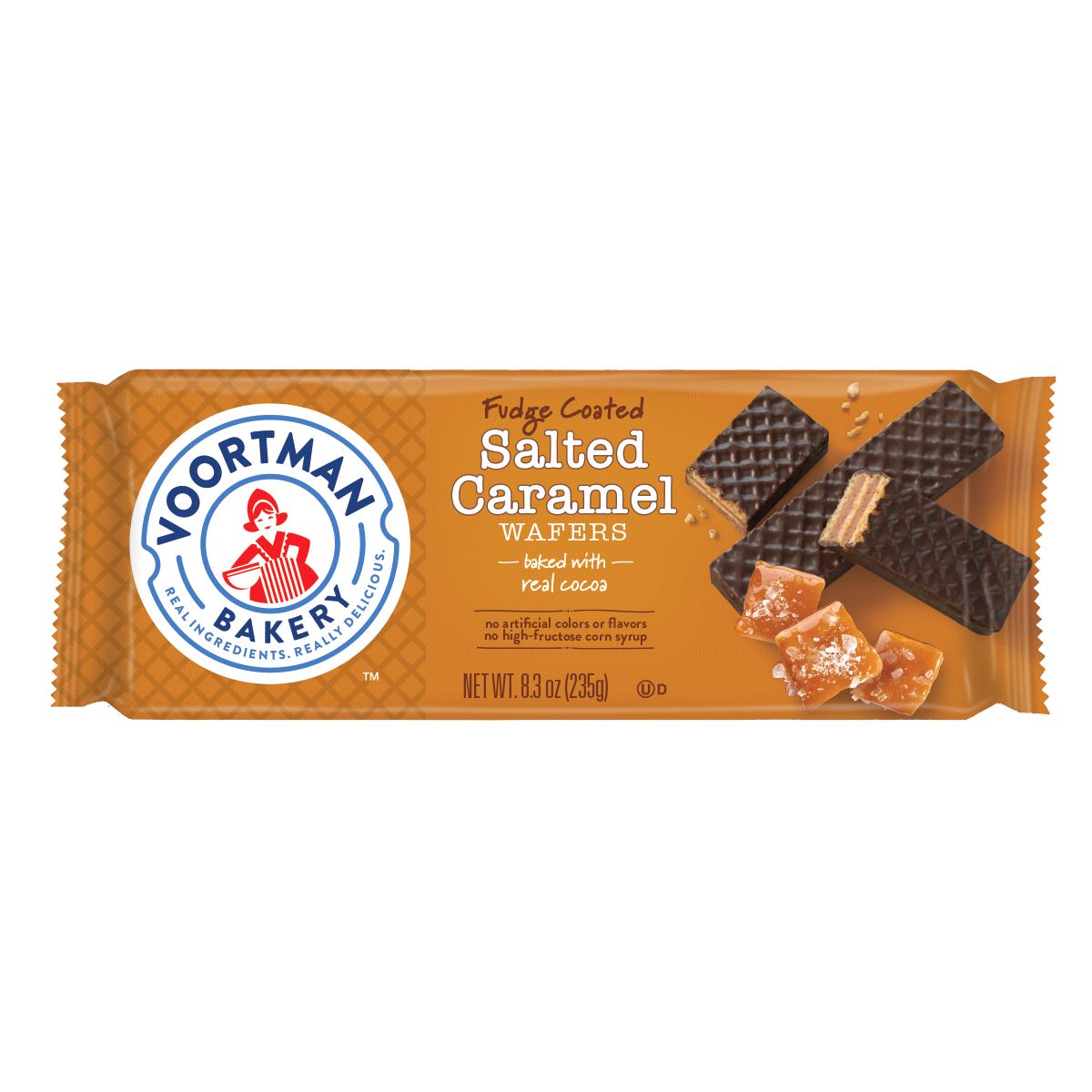 slide 1 of 1, Voortman Bakery Fudge Coated Wafers Salted Caramel, 8.3 oz