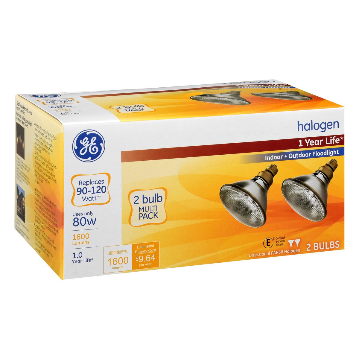 slide 2 of 9, GE Halogen Indoor/Outdoor Floodlight 80 Watts Multi Pack Light Bulbs 2 ea, 2 ct