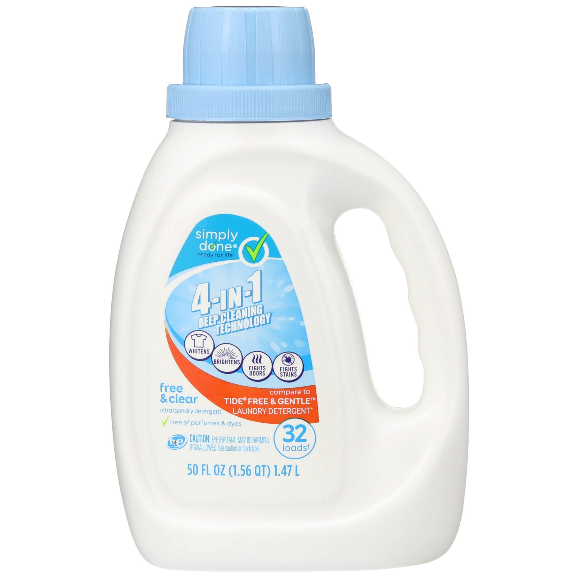 slide 1 of 6, Simply Done 4-In-1 Deep Cleaning Technology Ultra Laundry Detergent, Free & Clear, 50 fl oz