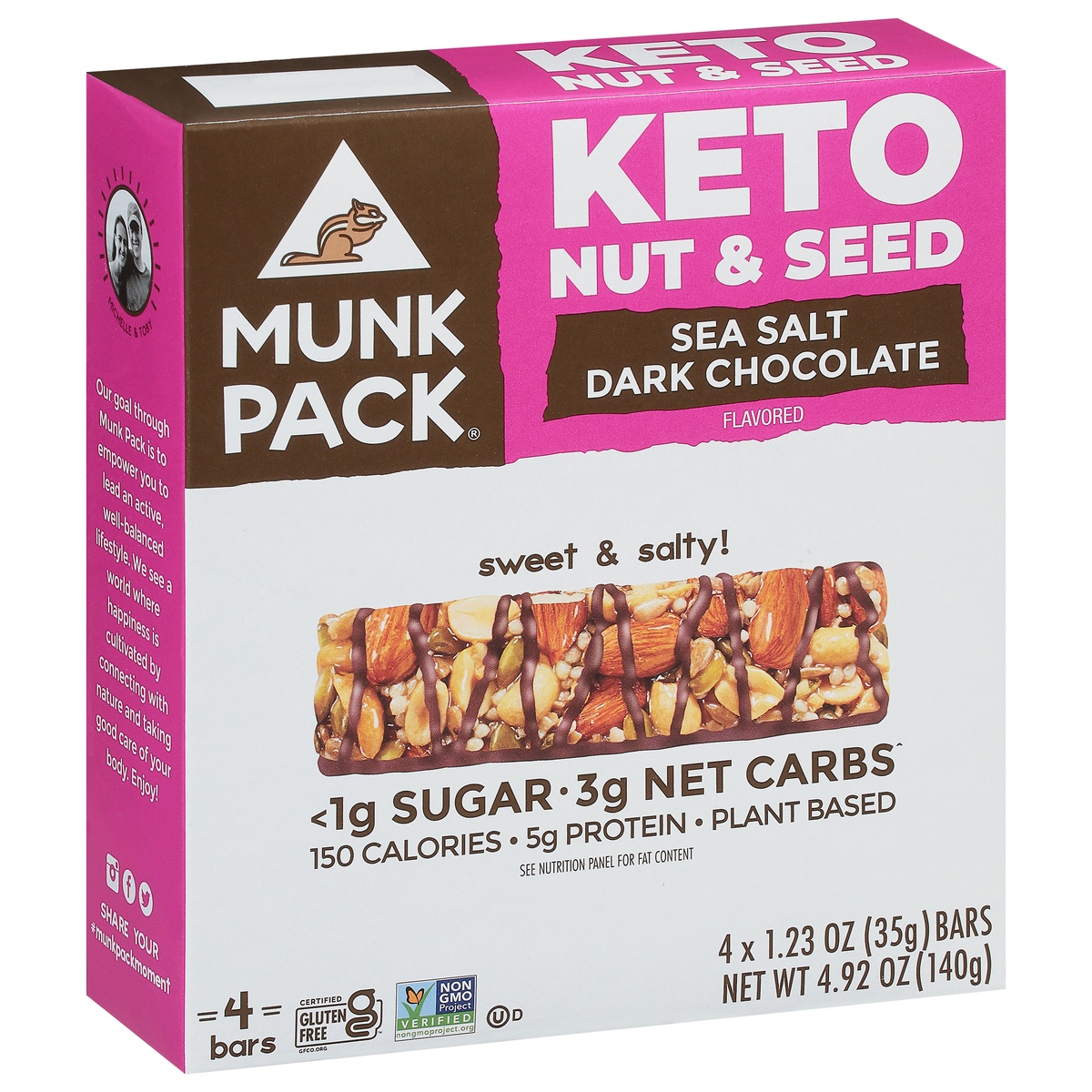 slide 2 of 11, Munk Pack Keto Sea Salt Dark Chocolate Nut & Seed Bar, 4.92 oz