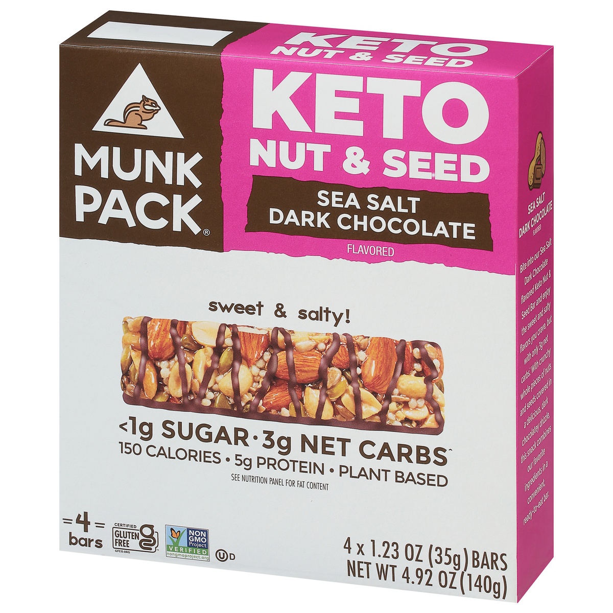slide 3 of 11, Munk Pack Keto Sea Salt Dark Chocolate Nut & Seed Bar, 4.92 oz