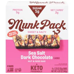 Munk Pack Sweet & Salty Sea Salt Dark Chocolate Nut & Seed Bar Bars - 4 ct