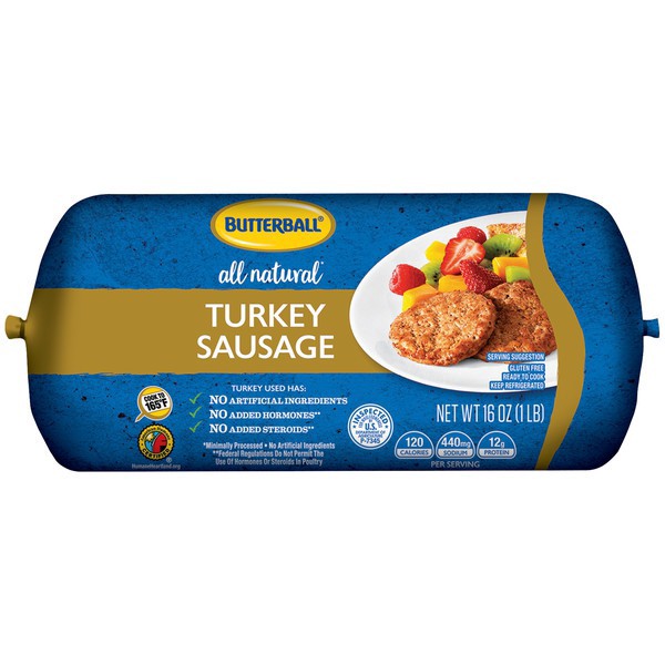 slide 1 of 1, Butterball All Natural Fresh Turkey Breakfast Sausage, 16 oz. Roll, 16 oz