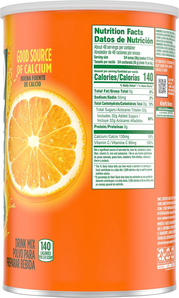 slide 8 of 9, Tang Orange Naturally Flavored Powdered Soft Drink Mix, 58.9 oz Canister, 58.9