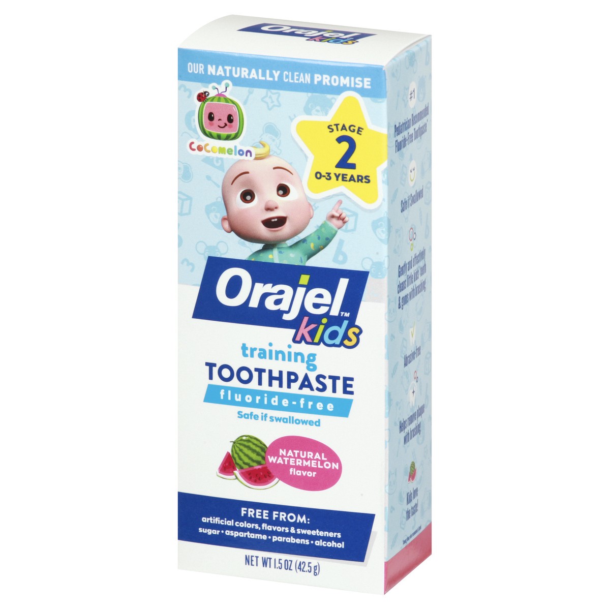 slide 8 of 9, Orajel Cocomelon Stage 2 (0-3 Years) Kids Training Natural Watermelon Flavor Toothpaste 1.5 oz, 1.5 oz