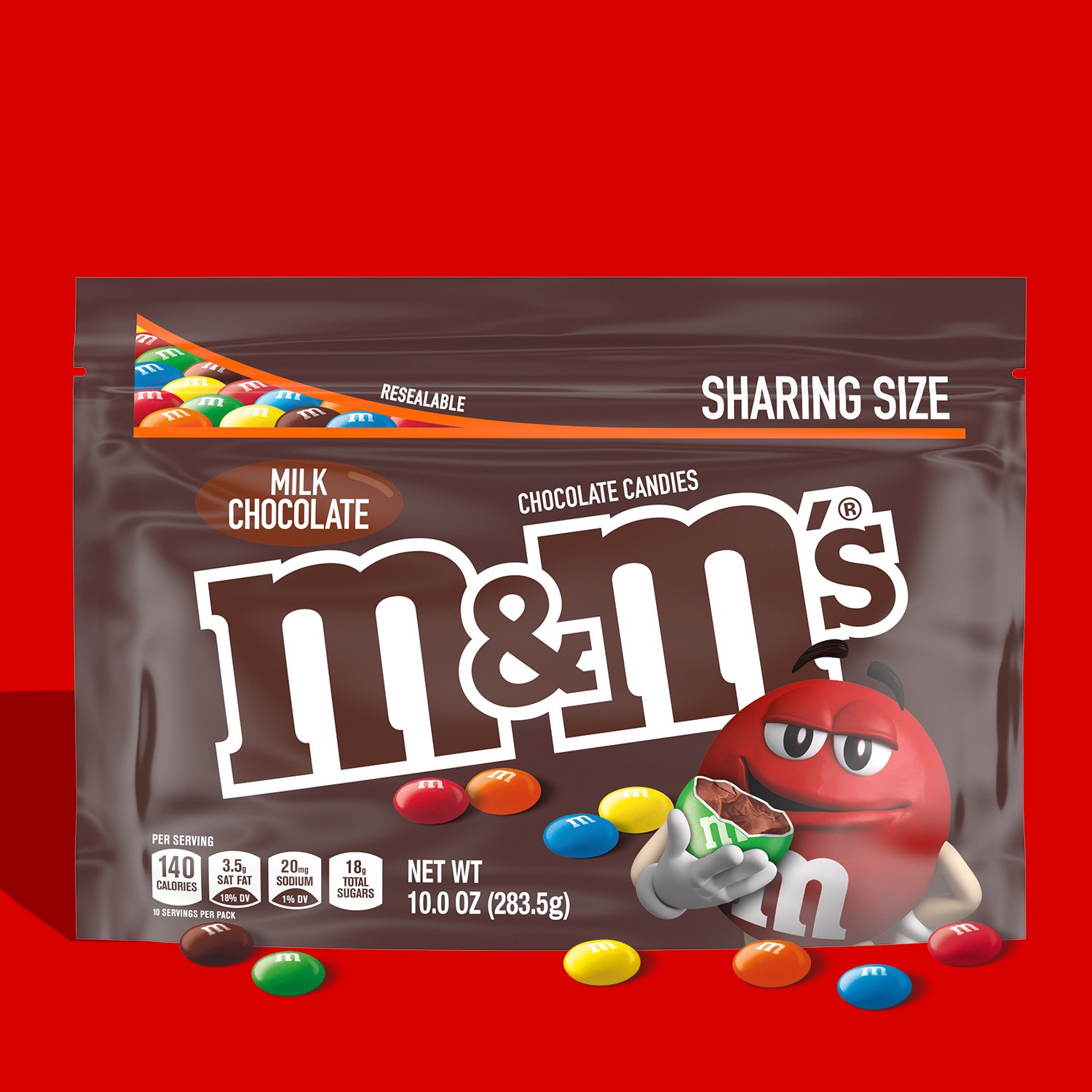 slide 3 of 5, M&M's Milk Chocolate Candy, Sharing Size, 10 oz Bag, 6.3 oz