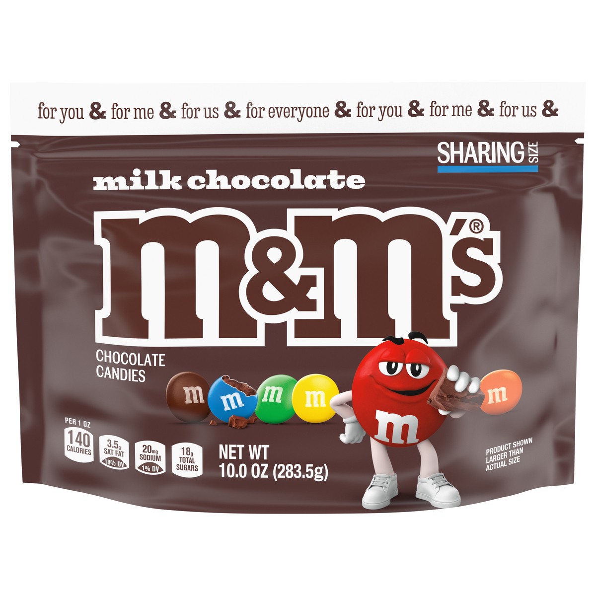 slide 1 of 5, M&M'S, Milk Chocolate Candy Sharing Size Bag, 10 Oz, 10 oz