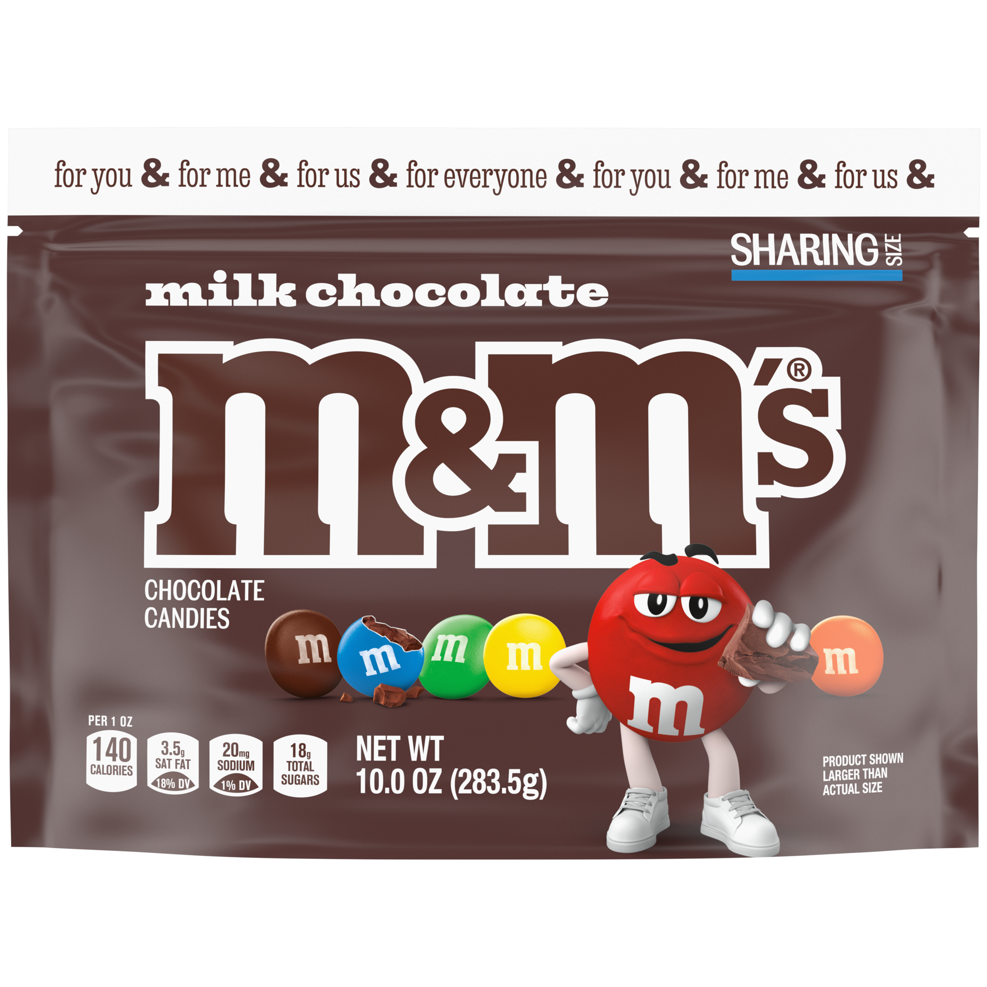 slide 1 of 5, M&M's Milk Chocolate Candy, Sharing Size, 10 oz Bag, 6.3 oz