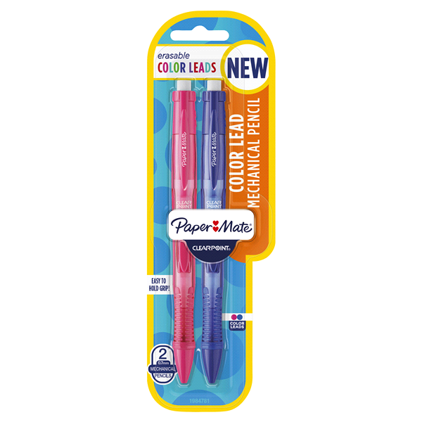 slide 1 of 1, Paper Mate Clearpoint Color Lead Mechanical Pencil - Blue/Pink, 2 ct