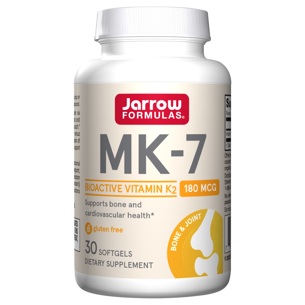 slide 4 of 4, Jarrow Formulas MK-7 180 mcg - Bioactive Form of Vitamin K2 - 30 Servings (Softgels) - Support to Build Strong Bones & Cardiovascular Health - Dietary Supplement - Gluten Free, 30 ct