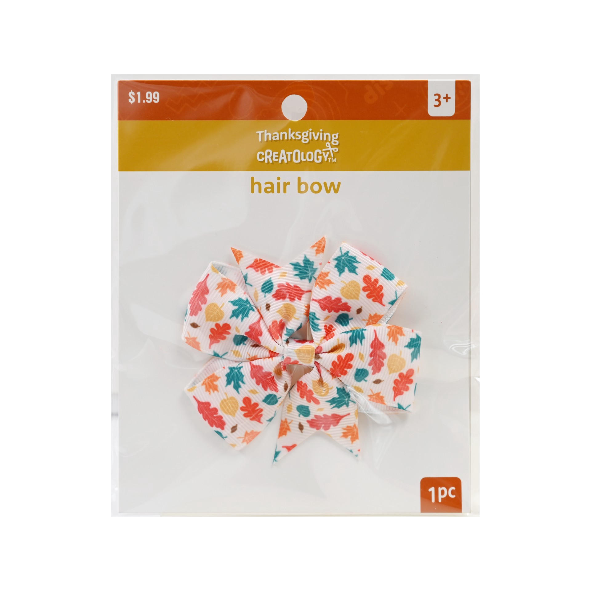 slide 2 of 2, Thanksgiving Leaves Hair Bow Clip By Creatology, 4.51 in x 5.5 in x 0.5 in