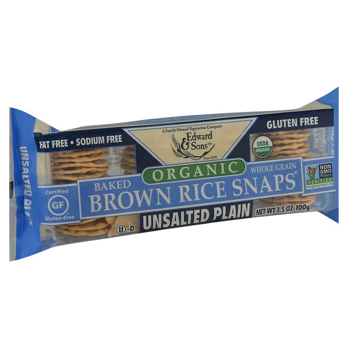 slide 7 of 9, Edward & Sons Organic Unsalted Plain Brown Rice Snaps 3.5 oz, 3.5 oz