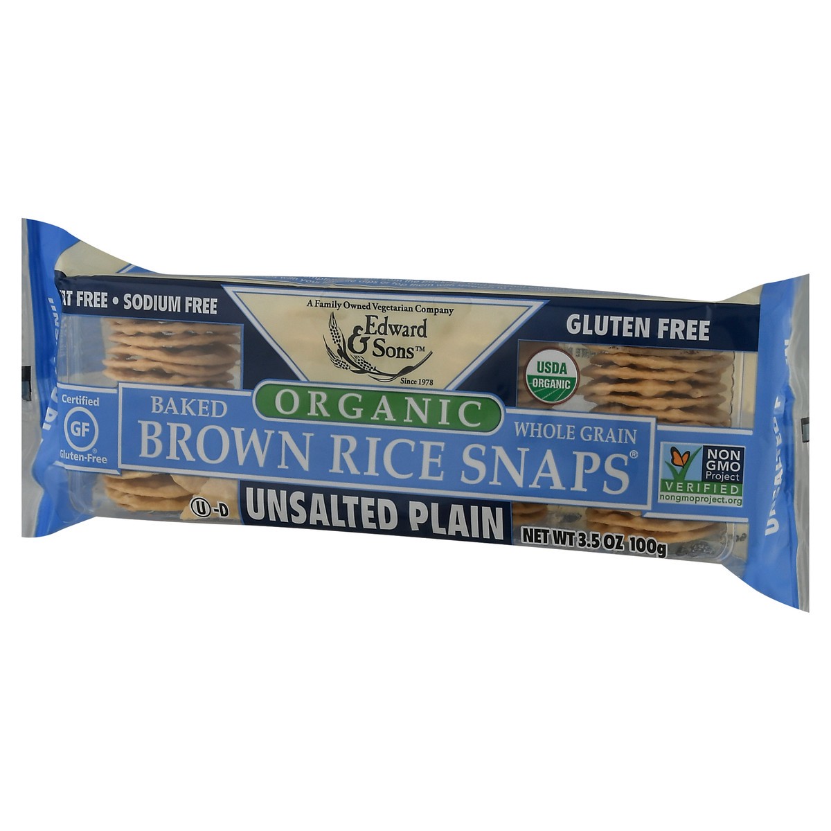 slide 4 of 9, Edward & Sons Organic Unsalted Plain Brown Rice Snaps 3.5 oz, 3.5 oz
