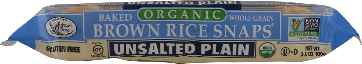 slide 5 of 9, Edward & Sons Organic Unsalted Plain Brown Rice Snaps 3.5 oz, 3.5 oz