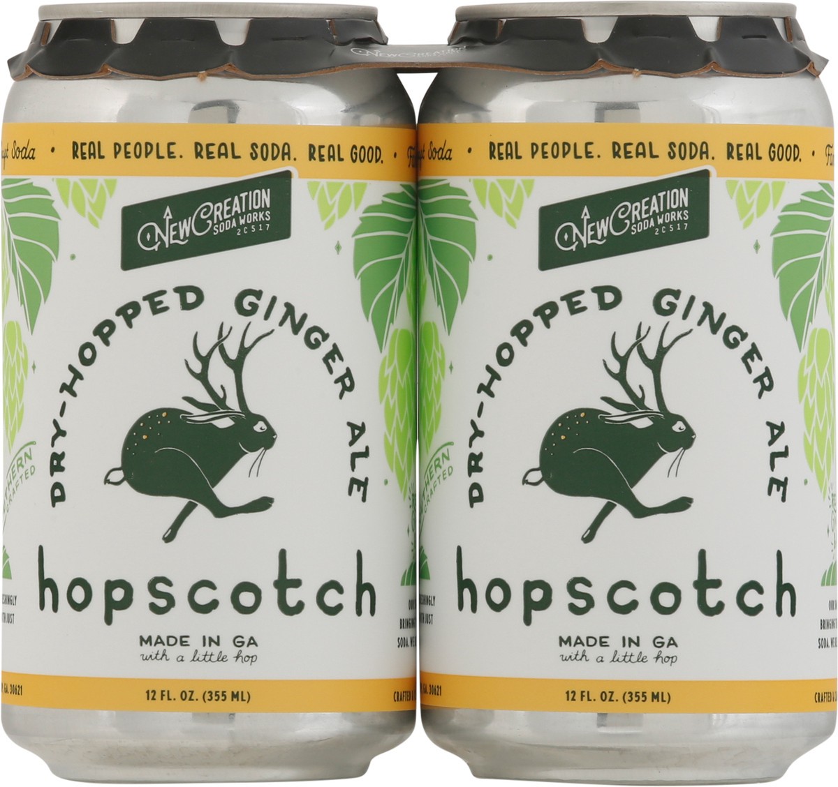 slide 11 of 12, New Creation Soda Works Hopscotch Dry-Hopped Ginger Ale Beer - 4 ct, 4 ct; 12 oz
