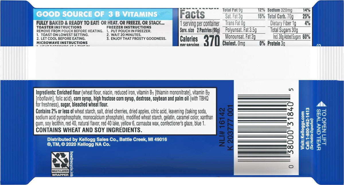 slide 7 of 8, Pop-Tarts Toaster Pastries, Breakfast Foods, Kids Snacks, Frosted Cherry, 3.3oz Sleeve, 2 Pop-Tarts, 3.3 oz