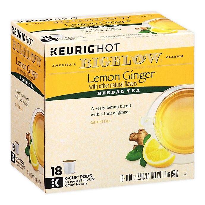 slide 1 of 4, Bigelow Classic Lemon Ginger Tea Keurig K-Cup Pods, 18 ct