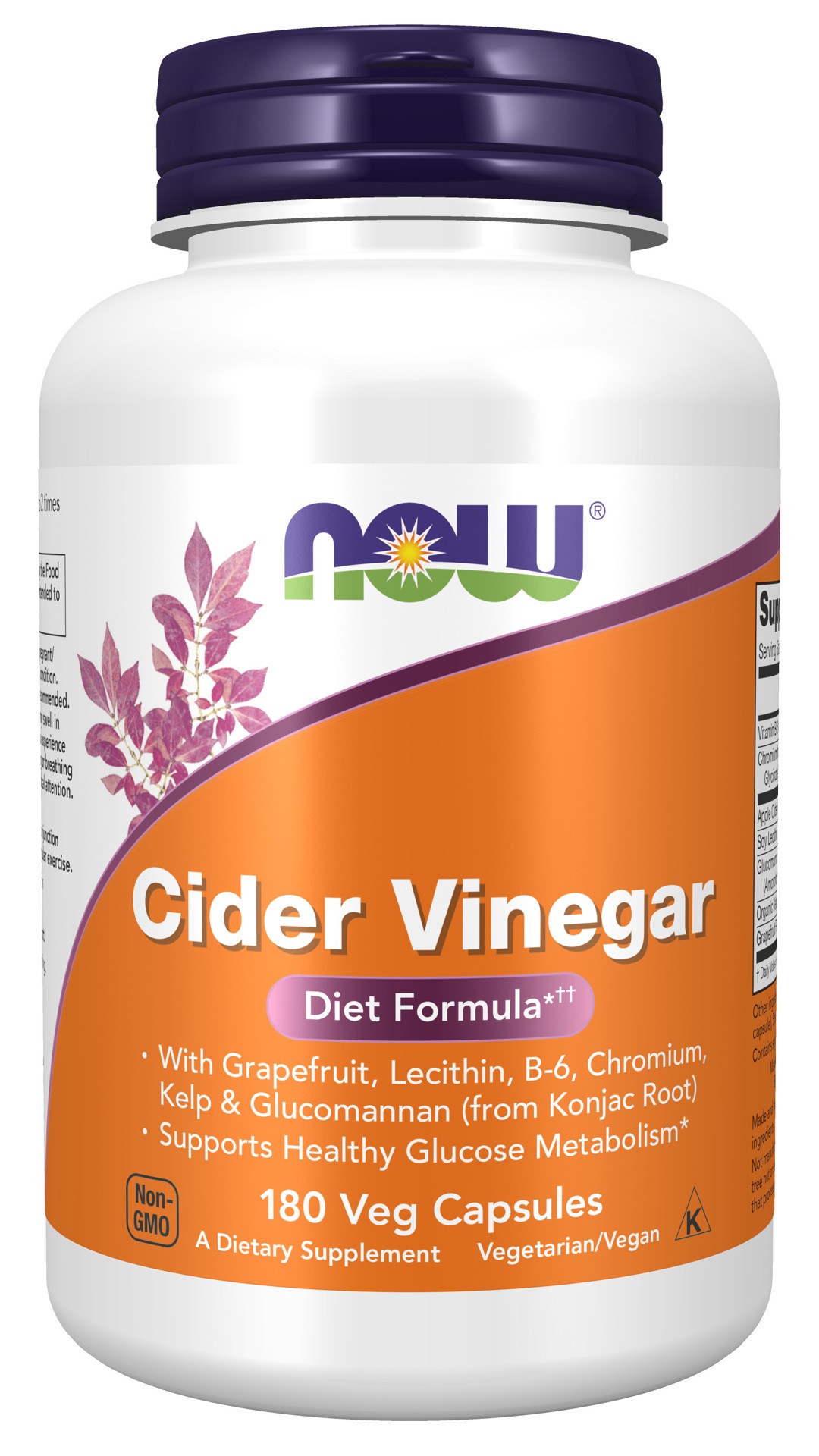 slide 1 of 4, NOW Supplements Cider Vinegar - 180 Veg Capsules, 180 cnt
