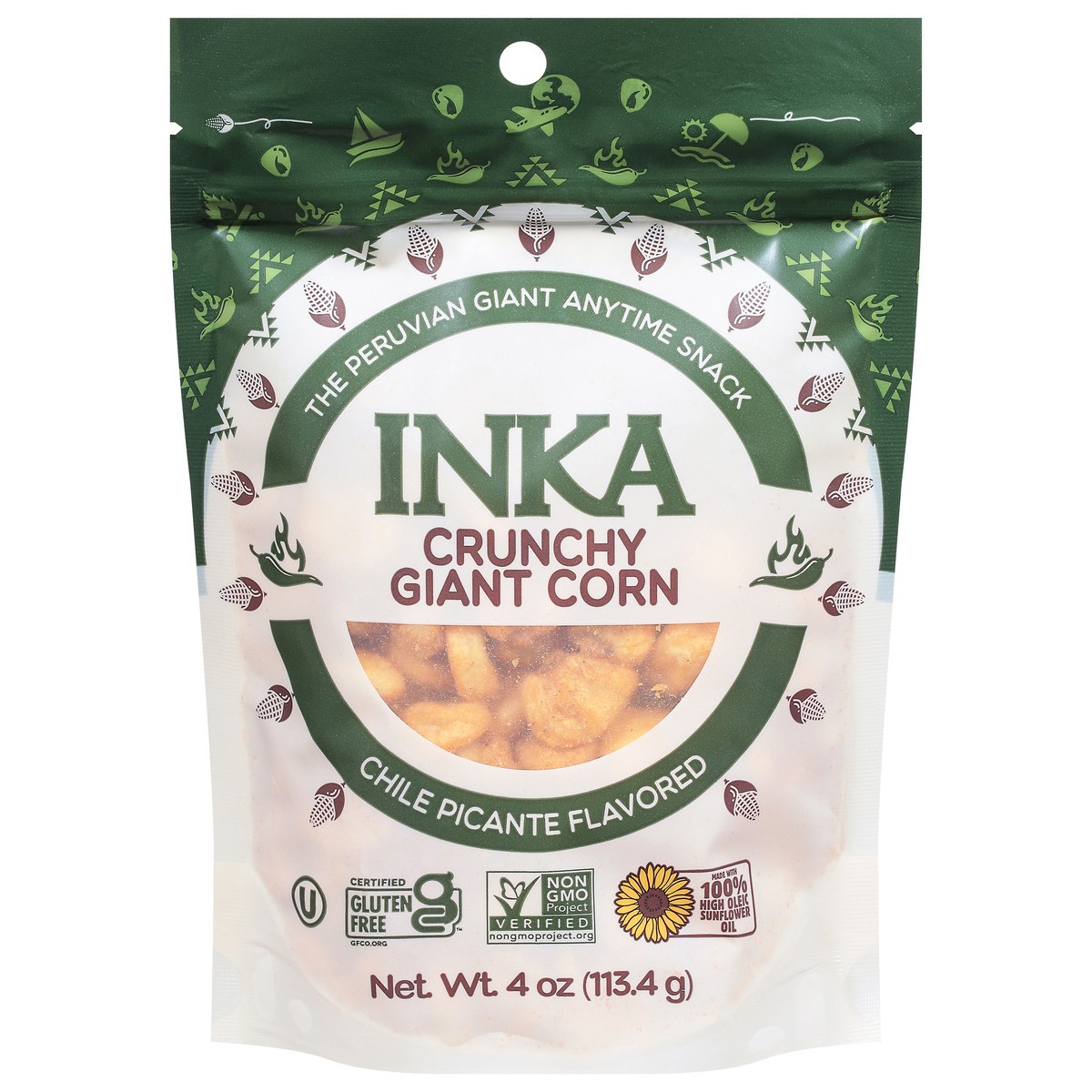 slide 1 of 9, Inka Crops inka Crunchy Chile Picante Flavored Giant Corn 4 oz, 4 oz