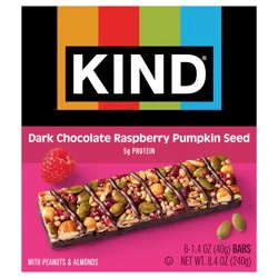 KIND Seeds Fruit & Nuts Snack Bar, Dark Chocolate Raspberry Pumpkin Seed, Gluten Free, 6 Count