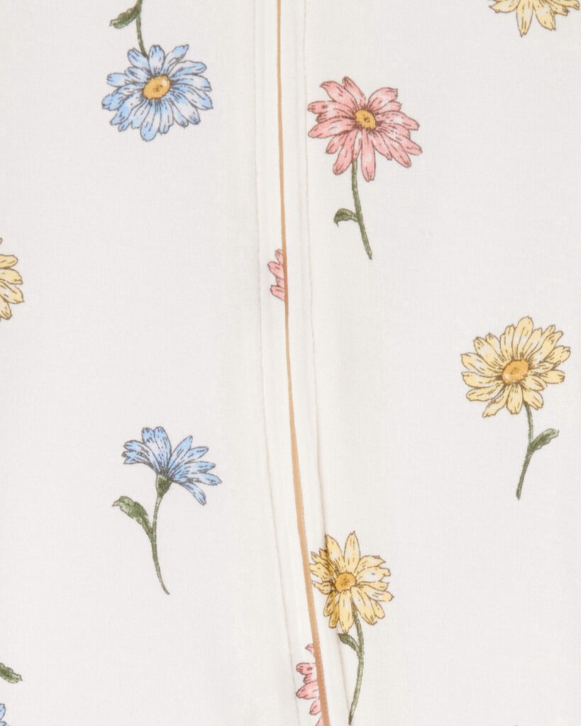 slide 3 of 4, Carter's Baby Floral Zip-Up PurelySoft Sleep & Play Pajamas Ivory 9M, 1 ct