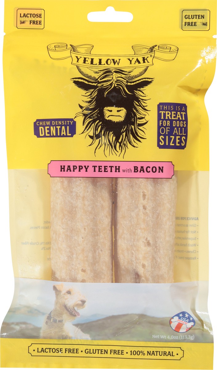 slide 15 of 15, Yellow Yak Dental Happy Teeth with Bacon Treat for Dogs 4.0 oz, 