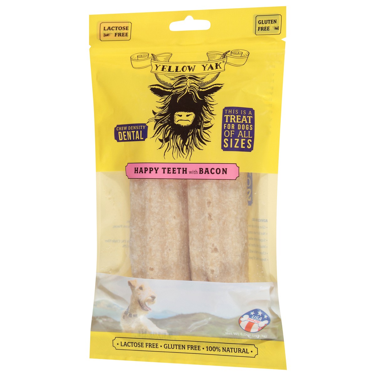 slide 7 of 15, Yellow Yak Dental Happy Teeth with Bacon Treat for Dogs 4.0 oz, 